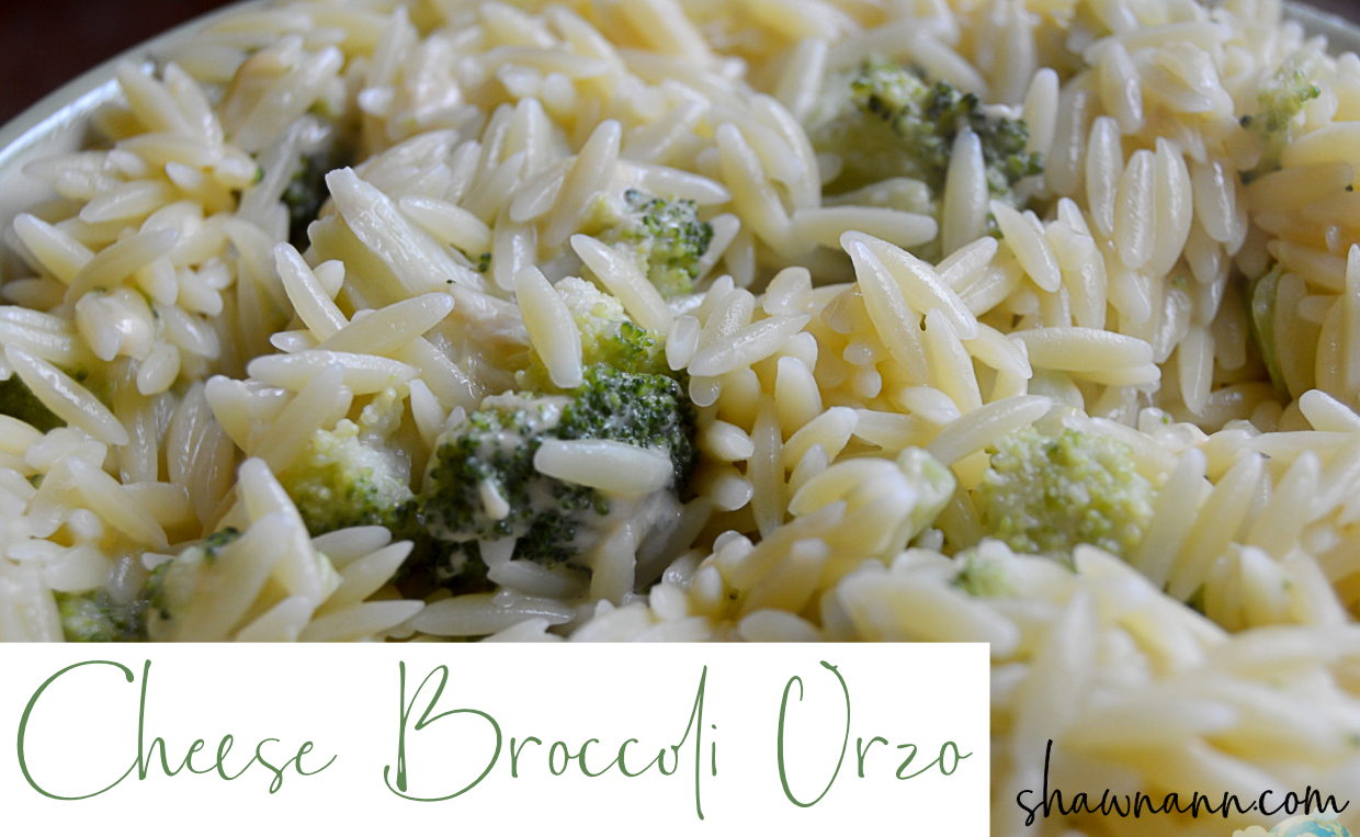 How do you make broccoli better? Well, add some cheese to it and mix it in with some Orzo! Delicious as a side dish.