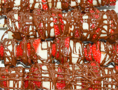 Strawberry and Banana Sticks with Chocolate Drizzle