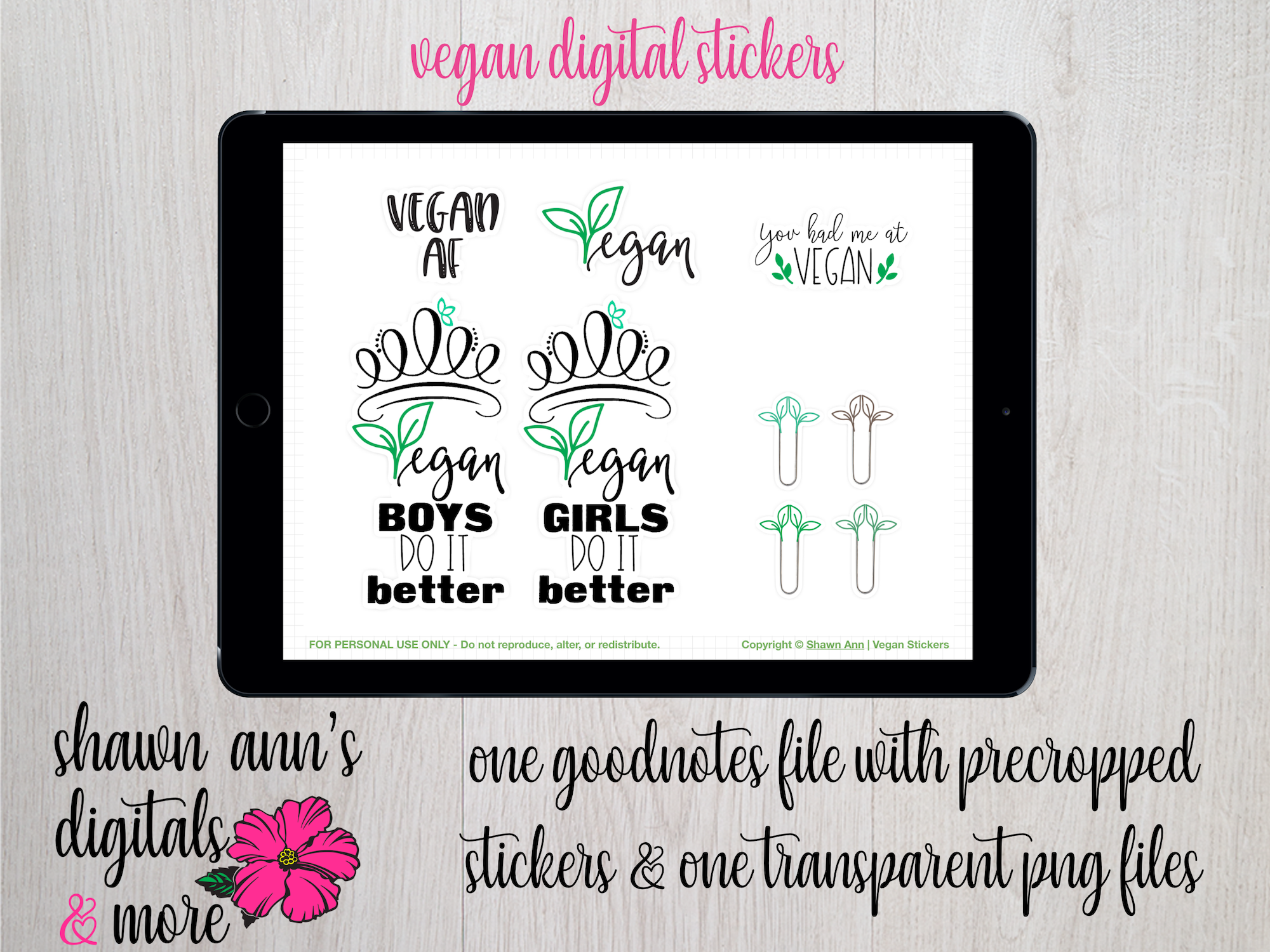 Vegan Digital Stickers | GoodNotes, iPad and Android - Stickers Page 2